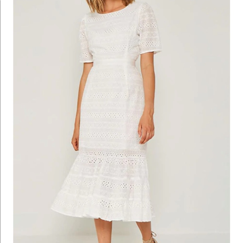 Hayden White Midi Eyelet Dress NWT